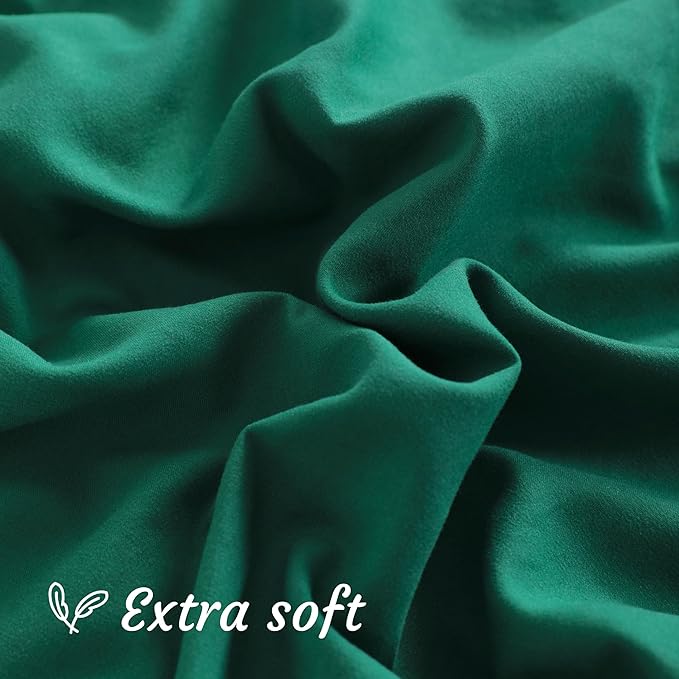NTBAY Queen Pillow Cases Set of 2, 2 Pack Brushed Microfiber Pillow Cases, Soft, Wrinkle, Fade, Stain Resistant Pillow Cases with Envelope Closure, 20x30 Inches, Dark Green