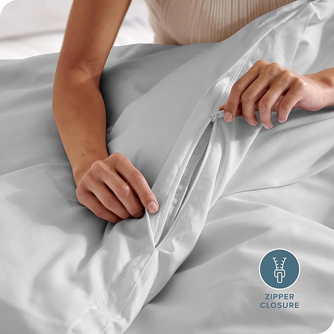 Bare Home Bedding Duvet Cover Full Size - Premium 1800 Super Soft Collection - Lightweight, Cooling - Soft Breathable Bedding Duvet Cover (Full, Cloud Grey)