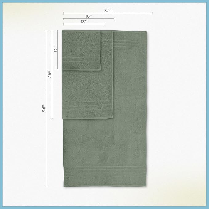 Martex 6-Piece Towel Set – Ultimate Performance – 100% Cotton – 2 Bath Towels – 2 Hand Towels – 2 Wash Cloths – Versatile – Low-Linting – Supersoft & Absorbent Bathroom Set – Easy Care – Sage