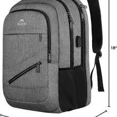 MATEIN 18 Inch Extra Large Laptop Backpack, 50 L Travel Backpack with Anti Theft Pocket & TSA Laptop Compartment for Men Women, Multiple Pockets Business Computer Carry On, Grey