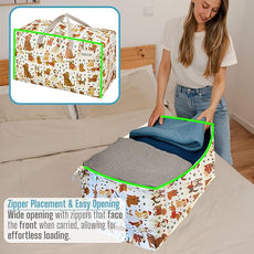 VENO 6 Pack Moving Bags and Large Christmas Decoration Storage Bins with lids. Alternative to Moving Boxes, Packing Supplies for College. Heavy Duty Totes (Holiday Pups, 6 Pack)