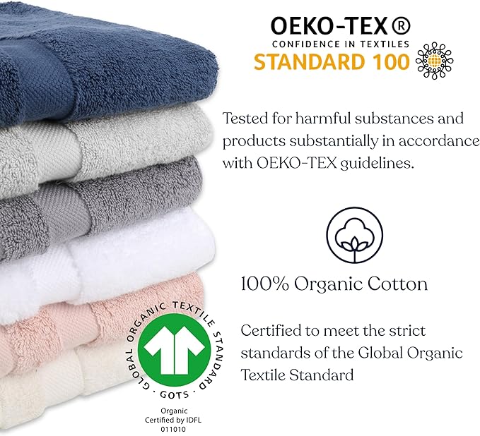 Delara Organic Cotton Luxuriously Plush Bath Towel 20 Piece Set|GOTS & Oeko-TEX Certified|Premium Hotel Quality Towels|Feather Touch Technology|650 GSM Long Staple|Soft, Quick Dry & Ultra-Absorbent