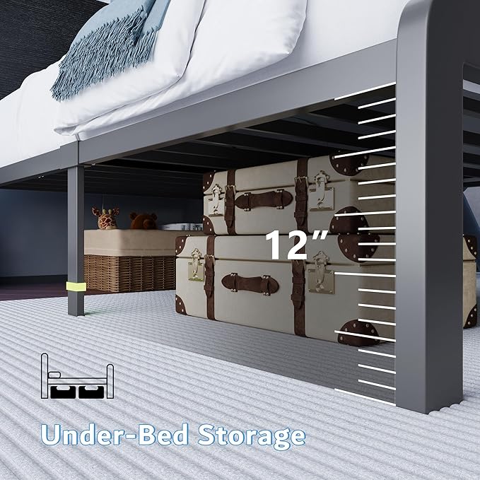 iPormis Metal Twin Bed with Ergonomic Wooden Headboard, Platform Beds with LED Lights and Charging Station, Sturdy Steel Slats Supports, No Box Spring Needed, Noise-Free, Easy Assembly, Black
