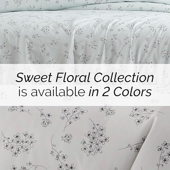 Southshore Fine Living, Inc. Floral Duvet Cover Queen Size/Full Size, Hotel Quality Bedding Set, Easy Care Full/Queen Duvet Cover, Full Set with 2 Matching Pillow Shams - Sweet Florals Grey