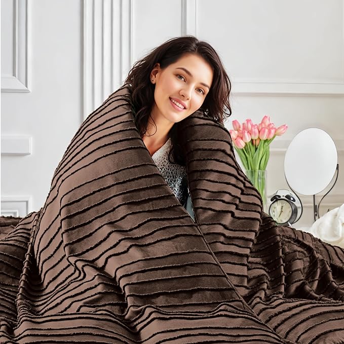 NEXHOME PRO Twin Duvet Cover, Blue 2 Pieces Boho Tufted Twin Size Duvet Cover Set, Soft and Lightweight Microfiber Comforter Cover Set for All Season(Dark Brown,66 x 90)-No Comforter