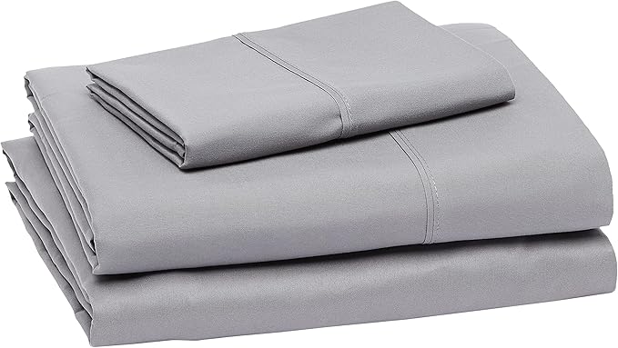 Amazon Basics Lightweight Super Soft Easy Care Wrinkle Free Microfiber 3 Piece Bed Sheet Set with 14-Inch Deep Pockets, Twin, Dark Gray, Solid, Kids, Men & Women Bedding (Pack of 4) AmazonBasics