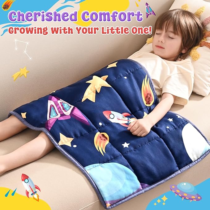 anfie Weighted Lap Pad 2 Pounds, Weighted Blanket Kids(20"*30") Cooling Blanket for Sleeping,Weighted Throw Blanket for Travel Indoor Outdoor(Blue Aerospace)