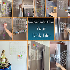 Acrylic Magnetic Dry Erase Board Calendar for Fridge, Clear Monthly Planner and Memo Whiteboard for Refrigerator, w/ 8 Colors Markers, 15 x 11