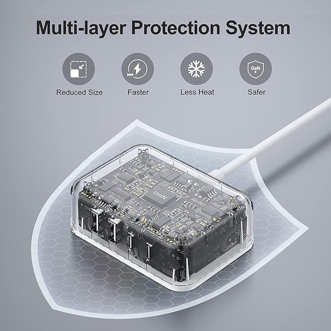 USB C Charger Block, 45W 4 Port USB C Fast Charging Station Hub Cube Brick for Multiple Devices, Travel Charger USB Power Strip Adapter Plug for iPhone 17 16 15 14 Pro Max, iPad, MacBook Air, Samsung