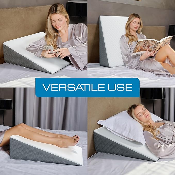 Kolbs Bed Wedge Pillow for Sleep Apnea, Acid Reflux, and Back Pain Relief, with Chic Jacquard Cover - Headboard Gerd Pillow Wedges for Sleeping (Standard Width 7.5" Height)