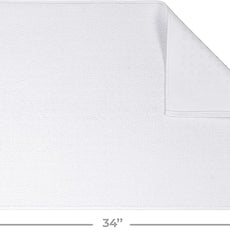 Cotton Paradise 100% Cotton Non Slip Bath Mats for Bathroom, 20x34 inch Soft Absorbent Quick Dry Machine Washable Floor Bath Mat, White Bath Rug