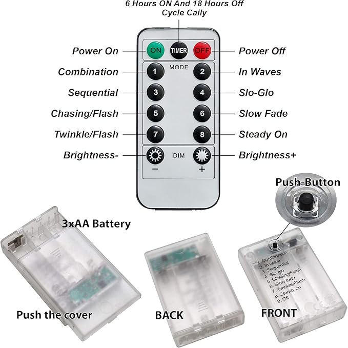 HXWEIYE Warm White Photo Clips String Light, Timer & 8 Modes, 33Ft 100LEDs Battery Powered Fairy Light with 52 Clear Clips & 12 Hooks on Wall for Hanging Picture,Bedroom Party