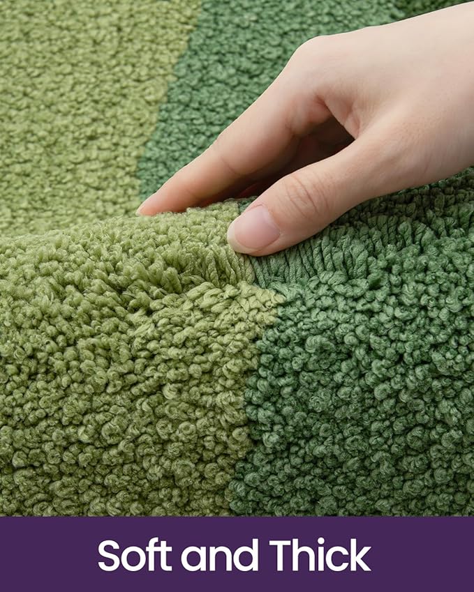 DEXI Bathroom Rugs Non Slip, 20x32 Washable Microfiber Bath Mat Quick Dry, Absorbent Ultra Soft Natural Mountains Bathmat for Shower Floor Tub Sink, Green