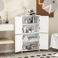 Bathroom Storage Floor Cabinet Freestanding Organizer with Adjustable Shelves for Bathroom Laundry Room,4 Doors