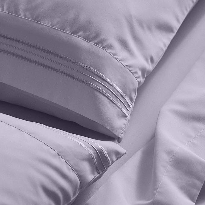 Mellanni King Sheet Set - 6-Piece Iconic Collection Bedding, (Including 4 Pillowcases), 21-Inch Extra Deep Pocket, Easy Care, Ultra Soft, Cooling Sheets, Brushed Microfiber - Lavender