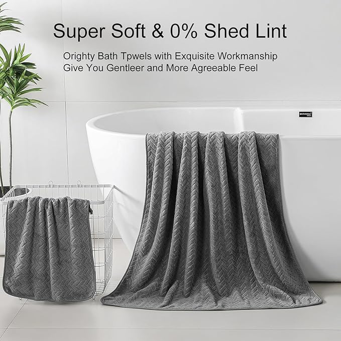 Ferdilan 8 Pack Gray Bath Towel Set, 2 Extra Large Bath Towel Sheets, 2 Hand Towels and 4 Washcloths Ultra Soft and Absorbent Chair Towels for Bathroom, Quick Dry Towel for Home Hotel