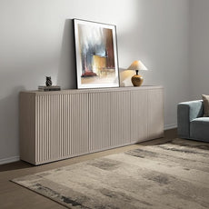 SICOTAS Buffet Cabinet with Storage Accent Sideboard Modern Credenza with Doors & Shelves Fluted Media Console Mid Century Coffee Bar Table for Living Room Kitchen Dining Room Hallway(3PCS)