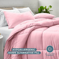 Bare Home Comforter Set - Queen Size - Ultra-Soft - Goose Down Alternative - Premium 1800 Series - All Season Warmth (Queen, Light Pink)