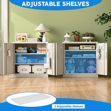 SUXXAN Metal Storage Cabinet with Pegboard 31.5'' x 31.5'' x 16.5'',Lockable Rolling Steel Storage Cabinet with 5 Adjustable Shelves and Door for Garage, Office, Kitchen, Assembly Required(White)