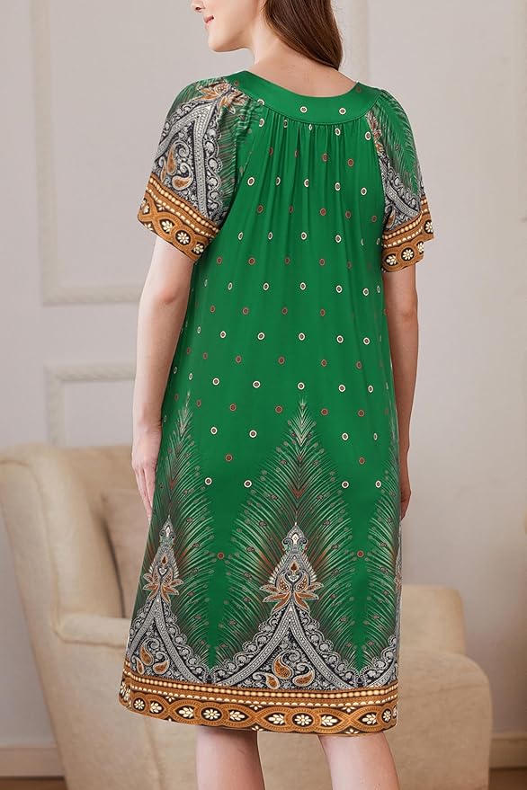 Ekouaer Women Robe Zipper Front Mumu Duster Robes Zip Up Housecoat Soft Sleepwear with Pockets