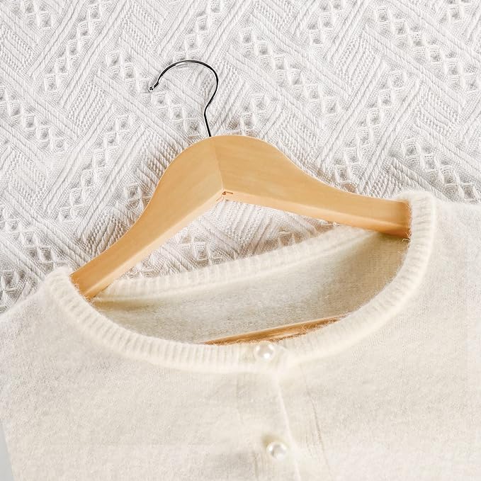 TOPIA HANGER Wooden Hangers 30 Pack, Natural Wood Clothes Hangers, Durable Coat Hanger with 360-Degree Rotatable Hook, Non-Slip Pants Bar and Shoulder Notches for Camisole Tops-CT34N30