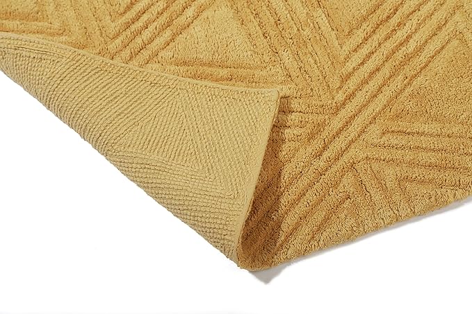 SHIKARA Organic Luxurious Organic Cotton Bath Rug, 32x20 Inch, Anti-Slip, Machine-Washable Bathmat Perfect for Tub & Shower, Toilet Floors, Door Rug Bath Mat (Yellow Ochre)