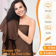 Preboun 12 Pcs Bath Towels and Washcloths 4 Sets Microfiber Bathroom Beach Pool Towel Set Quick Dry Coral Velvet Highly Absorbent for Fitness Sports Shower Travel Spa Hotel(Warm Color)