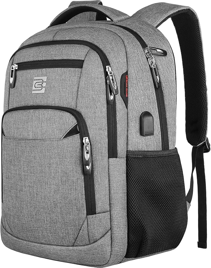 Laptop Backpack,Business Travel Anti Theft Slim Durable Laptops Backpack with USB Charging Port,Water Resistant College Computer Bag for Women & Men Fits 15.6 Inch Laptop and Notebook - Grey