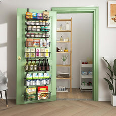 9-Tier Over The Door Pantry Organizer, Pantry Storage and Organization, Black Metal Hanging Spice Rack Seasoning Shelves Door, Wall Mount for Home & Kitchen, Laundry Room Bathroom Organization