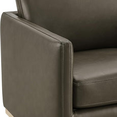 CHITA Genuine Leather Swivel Accent Chair, FSC Certified Mid Century Modern Arm Chair for Living Room and Bedroom, Fully Assembled, Mink Brown