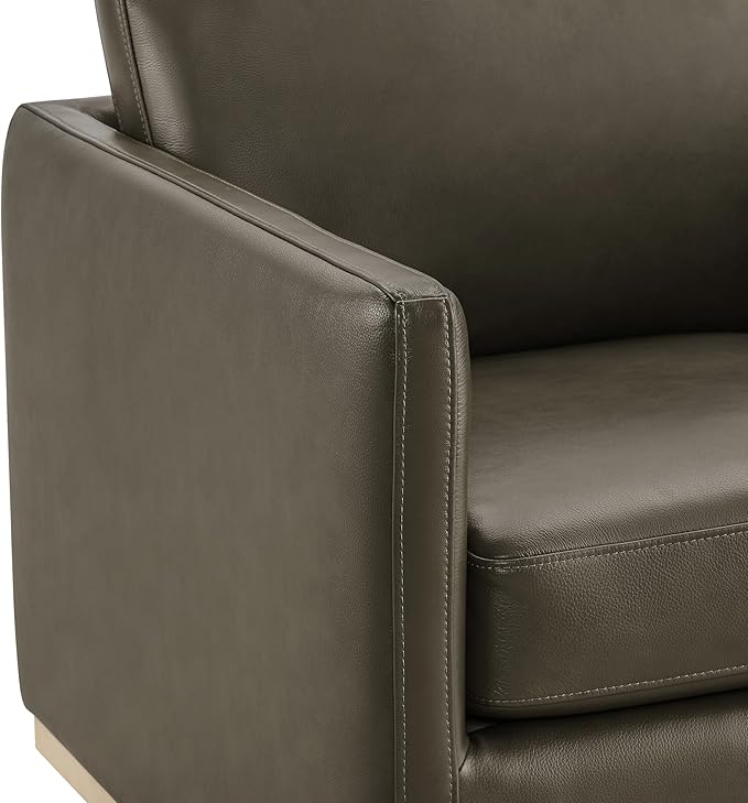 CHITA Genuine Leather Swivel Accent Chair, FSC Certified Mid Century Modern Arm Chair for Living Room and Bedroom, Fully Assembled, Mink Brown