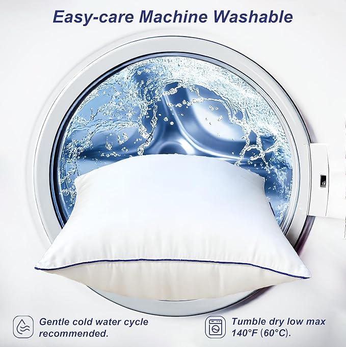 18x18 Pillow Inserts Set of 2, Hypoallergenic Soft Machine Washable Fluffy Virgin Microfiber Premium Throw Pillow Stuffer, Christmas Decorative Cushion for Bed, Couch, Sofa - White