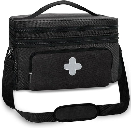 Medicine Storage Bag, Medical Bag Pill Bottle Organizer for Emergency, Medicine Box Empty with Small Portable Pouch, First Aid Box for Travel and Home Storage