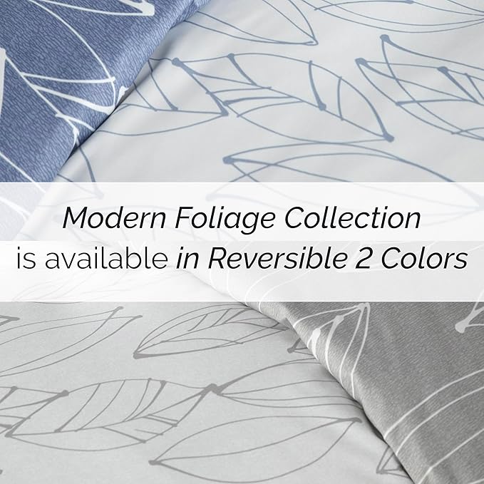 Southshore Fine Living, Inc. Floral Duvet Cover, Queen Size/Full Size - Reversible, Hotel Quality Full/Queen Bedding Set, Easy Care - 1 Duvet Cover Full/Queen, 2 Pillow Shams - Modern Foliage Blue