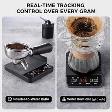 Mini Espresso Coffee Scale with Timer & Flow Rate, 2kg/0.1g Precision Digital Coffee Scale, Portable Espresso Scale Rechargeable via USB-C, Triple Brew Modes, LED Display, Mute Mode, g/oz/lb:oz