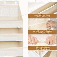 Criusia Over the Door Organizer, 6-Shelf Closet Hanging Storage with 13 Mesh Pockets, 55lbs Capacity Behind the Door Storage for Baby Nursery, Bathroom, Bedroom, and Dorm, Beige