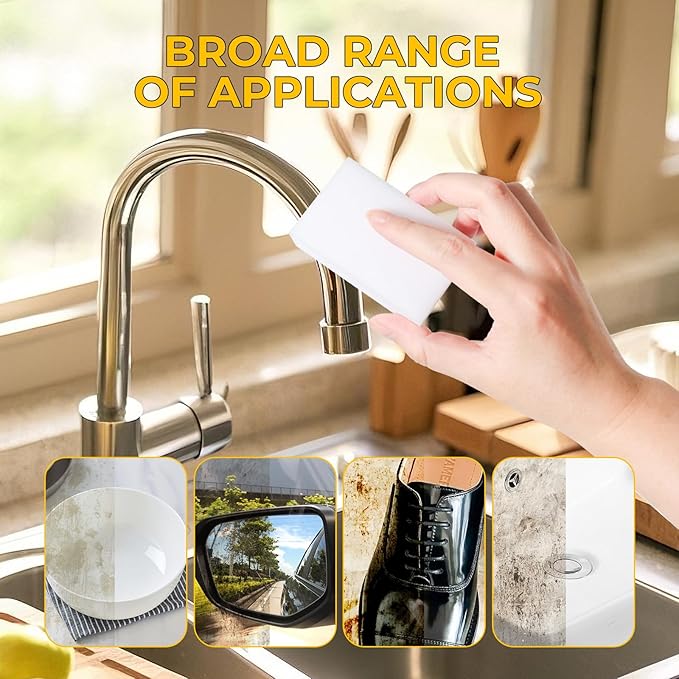 (50 Pack 3.9"x2.3"x0.8") Melamine Sponges Magic Cleaning Sponges in Bulk Eraser Sponges for Kitchen Bathroom Cleaning Supplies for Stains and Dirt