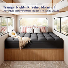 ELEMUSE RV Short Queen Grey Mattress Topper for Back Pain, Extra Thick Mattress Pad Cover, Plush Soft Pillowtop with Elastic Deep Pocket, Overfilled Down Alternative Filling