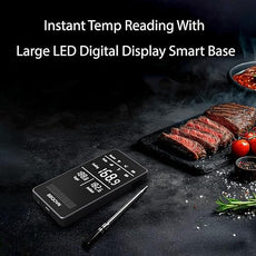 Smart WiFi Wireless Meat Thermometer Unlimited Range 7 NIST Cert.Sensors Accuracy ±0.5°F Sub-1G (10X Stronger Than Bluetooth) APP&Digital Base,Monitor for BBQ, Grill,Oven, Smoker(1, Black, Small)
