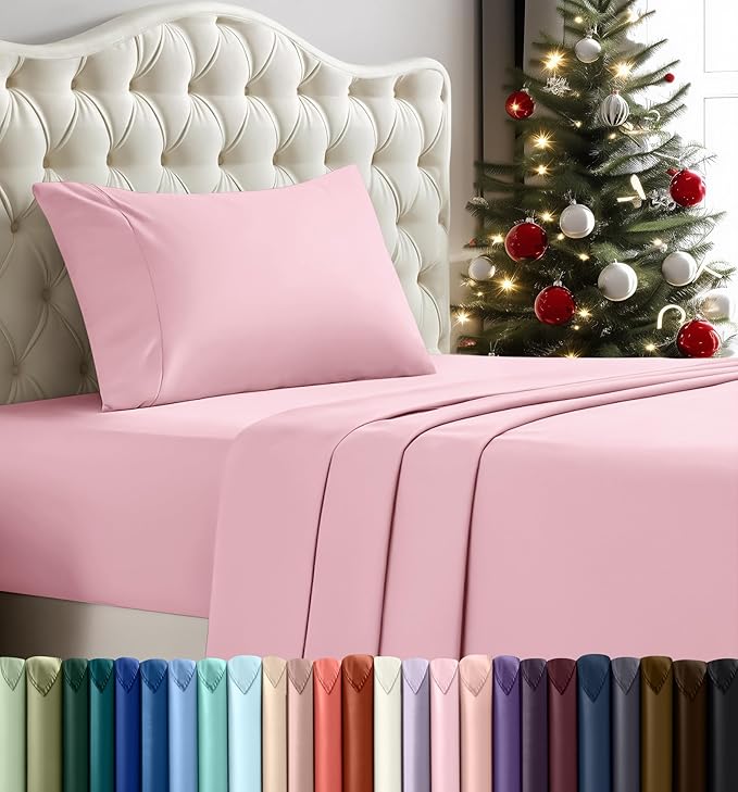 Utopia Bedding Twin Bed Sheets Set - 3 Piece Bedding - Brushed Microfiber - Shrinkage and Fade Resistant - Easy Care (Crystal Pink)