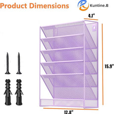 Kuntine.B Wall File Organizer (Purple, 6 Tier)