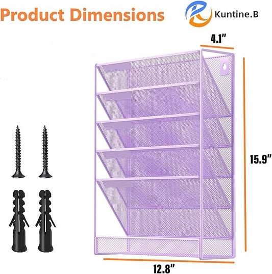 Kuntine.B Wall File Organizer (Purple, 6 Tier)