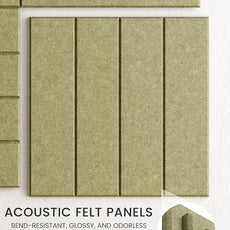 Bumusty Large Cork Board Alternative-36 x24 Felt Bulletin Board Tiles, with 30 Pushpins, 40 Adhesive Tabs, 6-Pack Slat Wall Paneling, Cork Boards for Office Push Pin Board Felt Board-Olive Green
