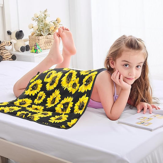 yescool Weighted Lap Blanket 2 Pounds Cooling Weighted Lap Pad, Sunflower Small Weighted Blanket, Weighted Throw Blanket Gift for Travel Indoor Outdoor, 20"x30"
