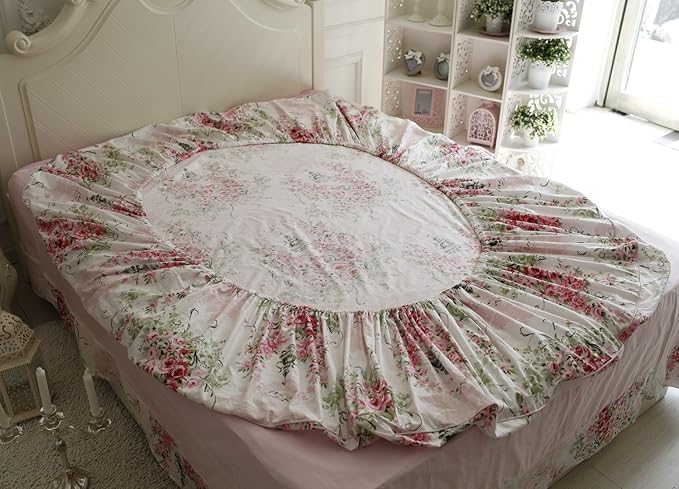 FADFAY Rose Floral 4 Piece Bed Sheet Set 100% Cotton Deep Pocket-Cal King