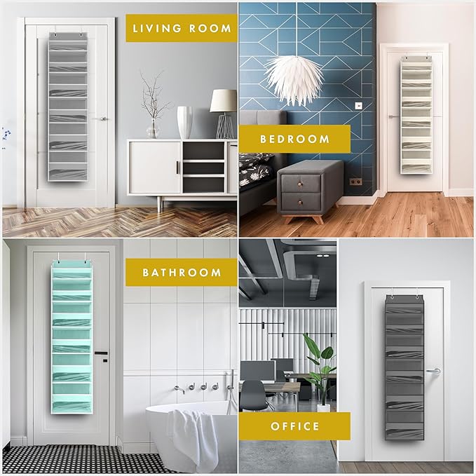 HOMELUX THEORY UPGRADED Over The Door Organizer Hanging - 100D EXTRA THICK & 50lbs HUGE CAPACITY 6 Large Front & 12 Side Pockets, Over The Door Shoe Organizer, Hanging Closet Organizer (Baby Blue 2pc)