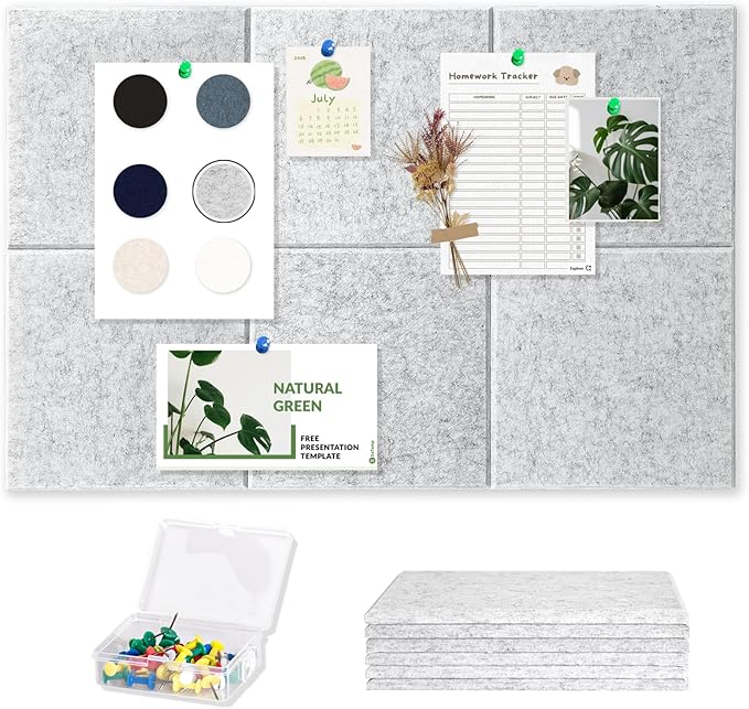 Large Cork Board Tiles for Wall with Push Pins, 36"x24" Bulletin Board Sets, Self-Adhesive Pin Board | Magrowill 6 Packs Felt Panels for Office Home Classroom Dorm
