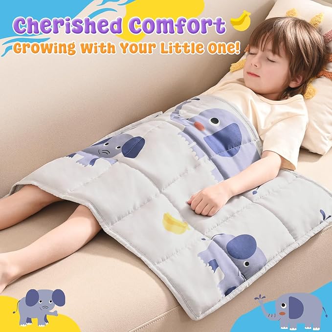 anfie Weighted Lap Pad 2 Pounds, Weighted Blanket Kids(20"*30") Cooling Blanket for Sleeping,Weighted Throw Blanket for Travel Indoor Outdoor (Grey Elephant)