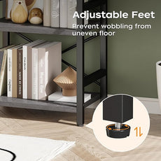 Homeiju Bookshelf, 3 Tier Industrial Bookcase, Metal Small Bookcase, Rustic Etagere Book Shelf Storage Organizer for Living Room, Bedroom, and Home Office(Grey) Patent Pending D29873033