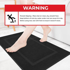 Cotton Paradise 100% Cotton Bath Mats for Bathroom Floor Set of 2 Pack, 20x34 Soft Absorbent Washable Quick Dry Tub Bathmat, Black Towel Bath Mat